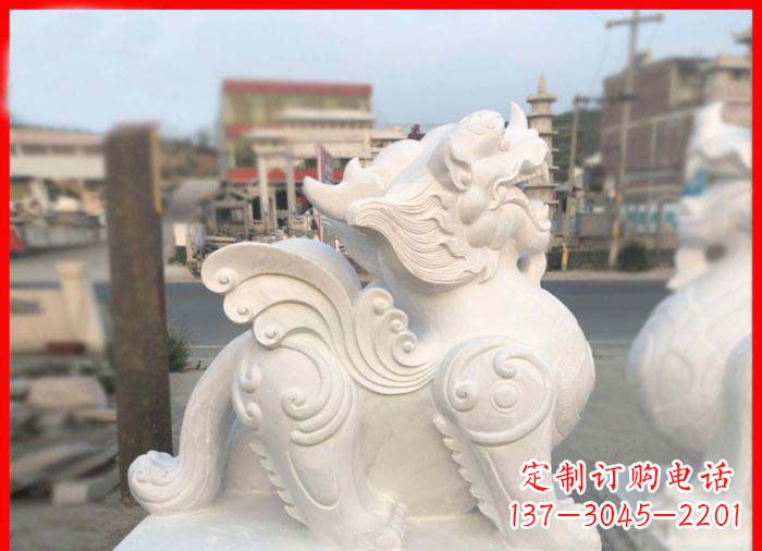 青海汉白玉貔貅门口招财石雕