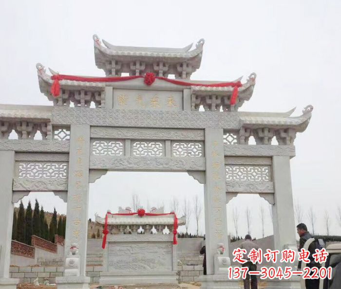 青海景区三门牌坊石雕 (14)