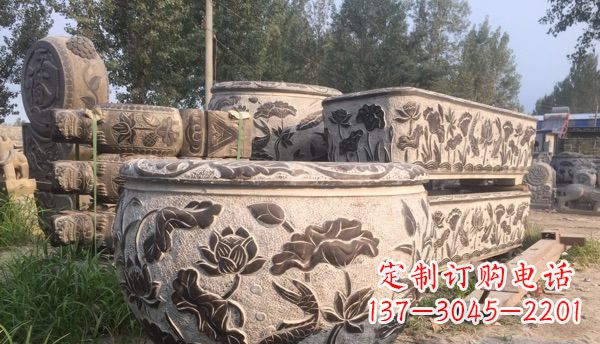 青海出类拔萃的丝绸石浮雕仿古圆水缸