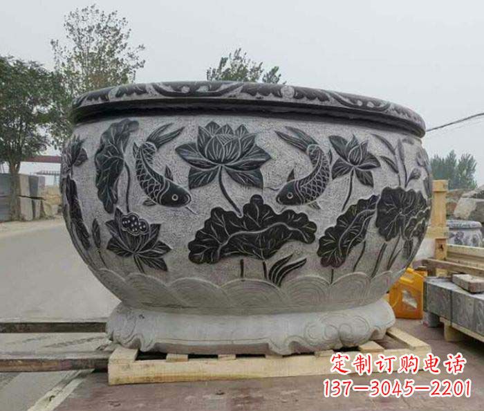 青海中领雕塑出品,精致仿古圆水缸雕塑
