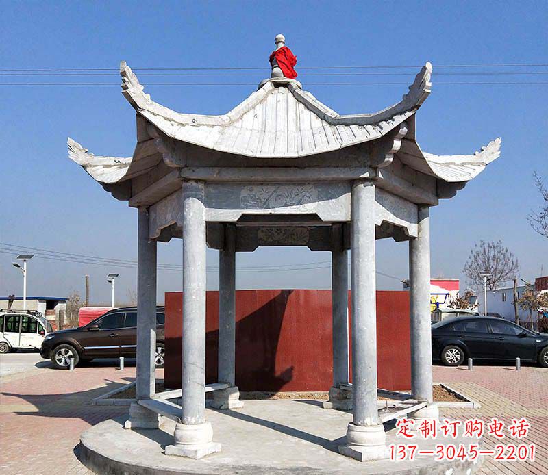 青海六角仿古凉亭雕塑,古朴迷人
