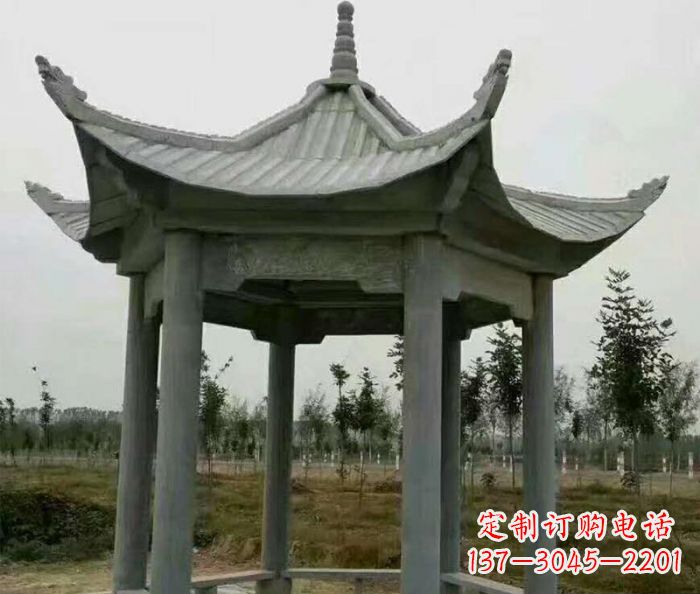 青海精美六角石凉亭雕塑