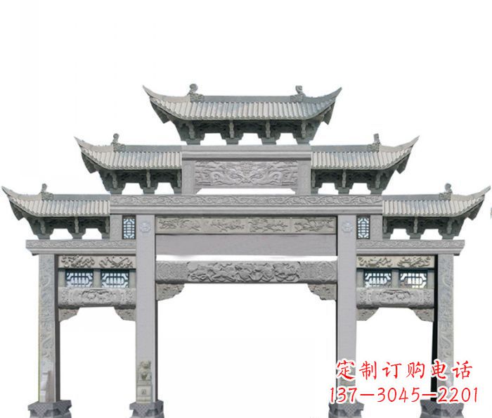 青海中领雕塑定制式牌坊石雕
