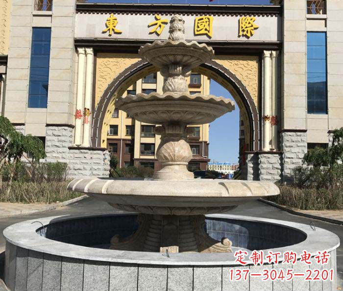 青海三层欧式喷泉小区石雕