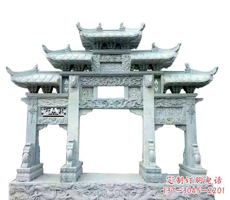 青海中领雕塑仿古牌坊石雕定制