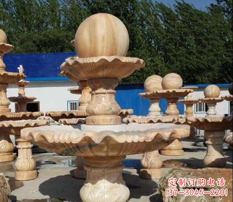 青海中领雕塑：英伦风格的玉石风水球雕塑