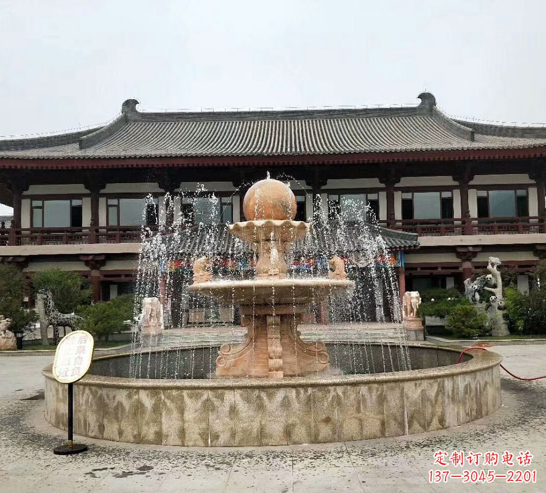 青海石雕风水球喷泉 (2)