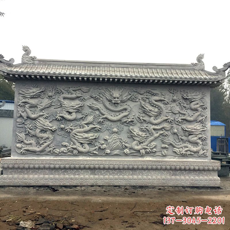 青海中领雕塑：精美九龙壁雕塑，添彩寺庙庭院
