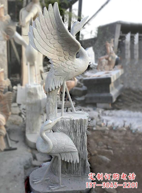 青海石雕仙鹤景观摆件