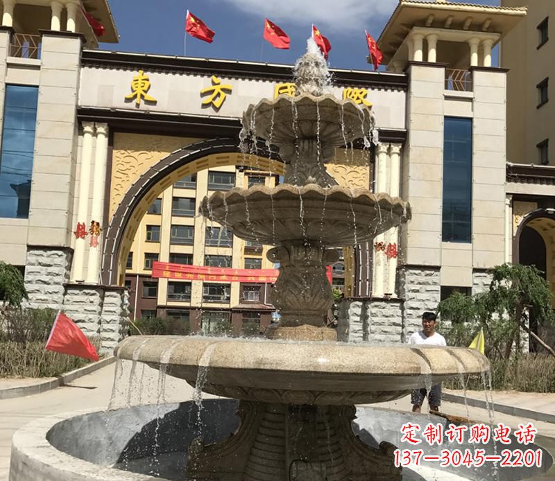 青海石雕小区大型喷泉雕塑