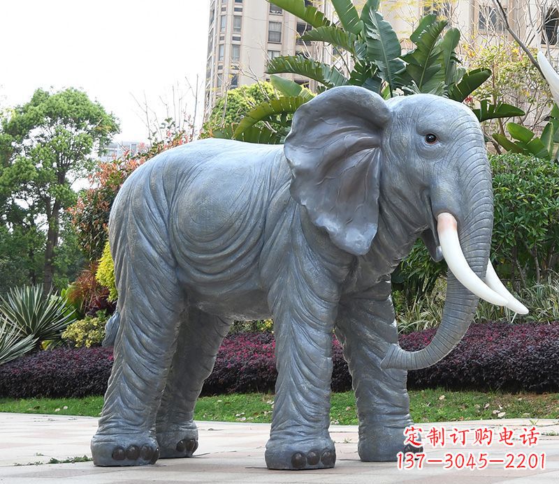 青海石雕小区动物大象