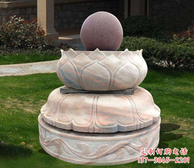 青海石雕小区风水球雕塑