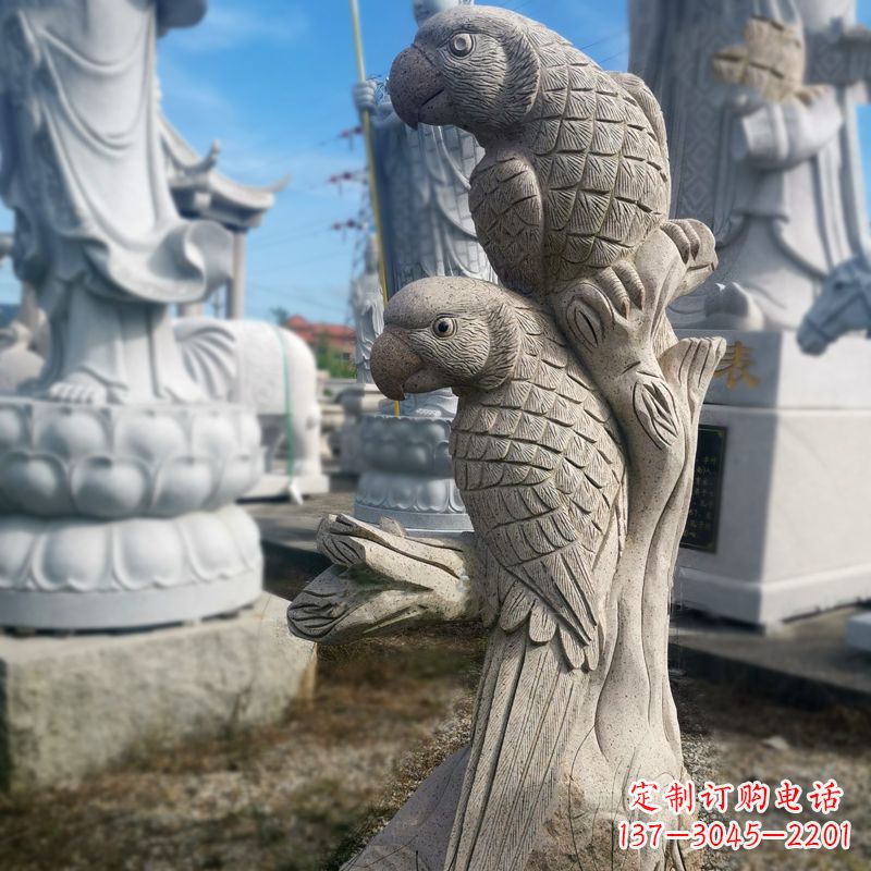 青海石雕鹦鹉景观雕塑摆件