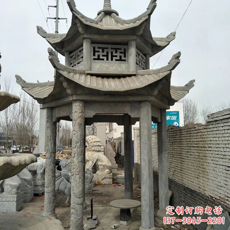 青海双层大理石凉亭雕塑