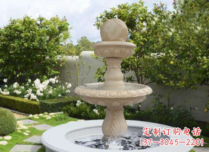 青海双层风水球喷泉别墅石雕
