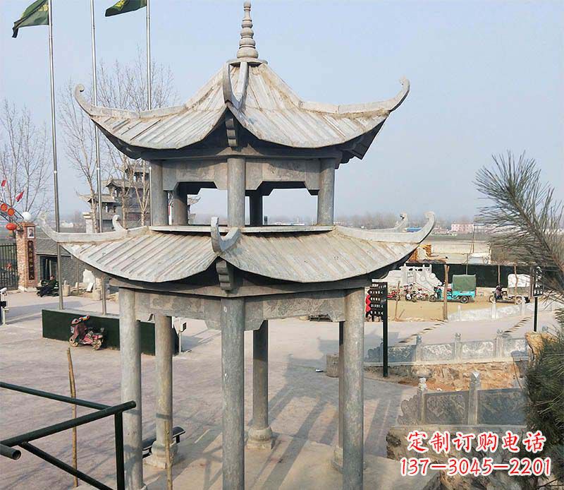 青海双层户外凉亭石雕