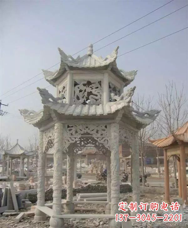青海双层凉亭石雕