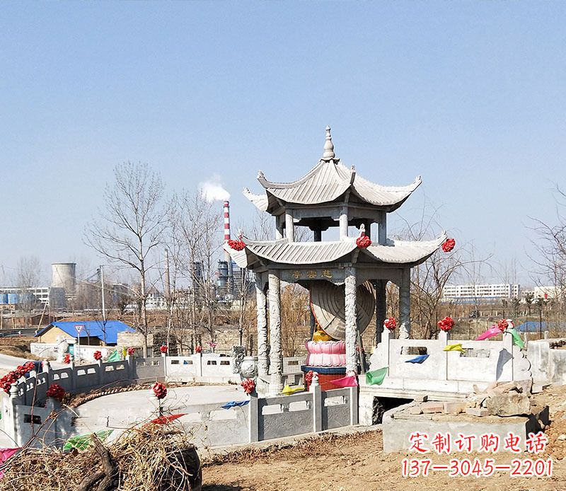 青海双层石凉亭石雕 (2)