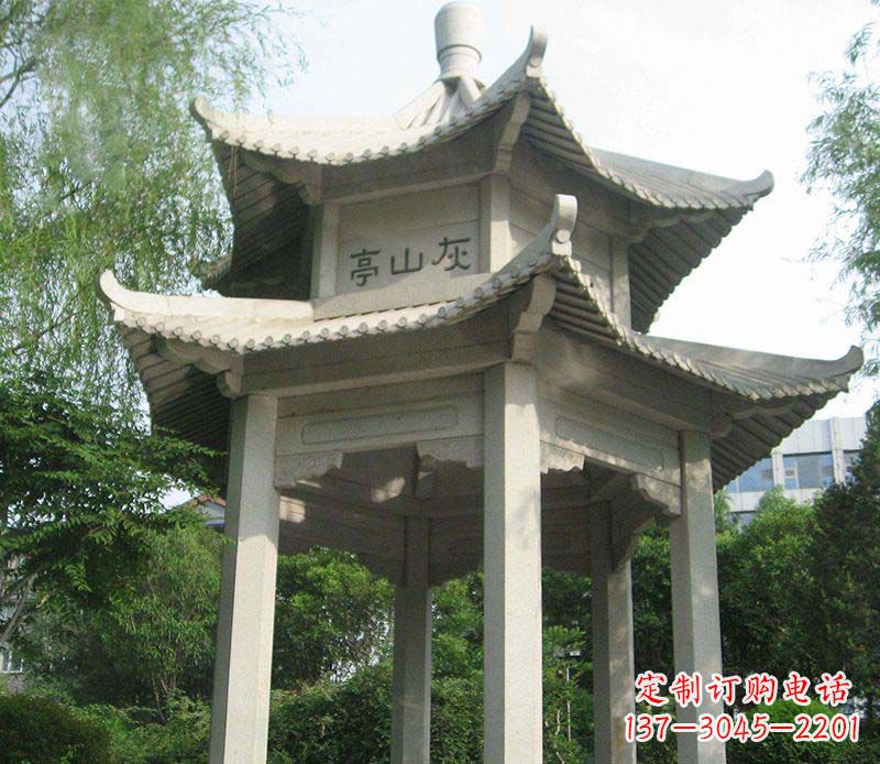 青海双层石凉亭石雕