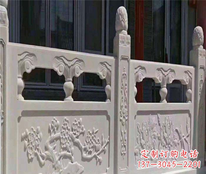 青海寺庙景观汉白玉石浮雕栏板 (2)