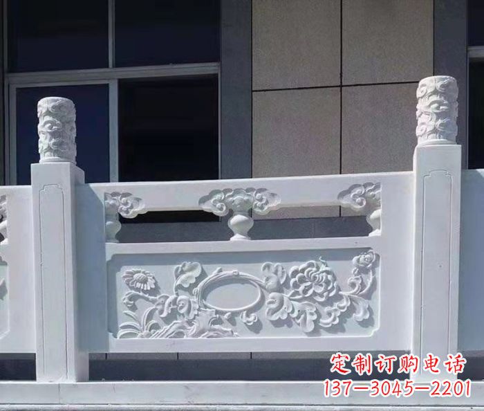 青海寺庙景观汉白玉石浮雕栏板 (4)