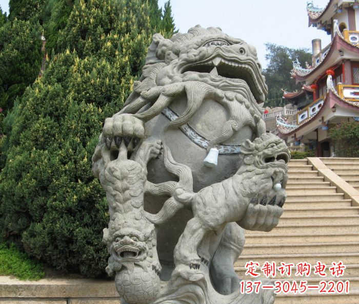 青海寺庙景观狮子石雕