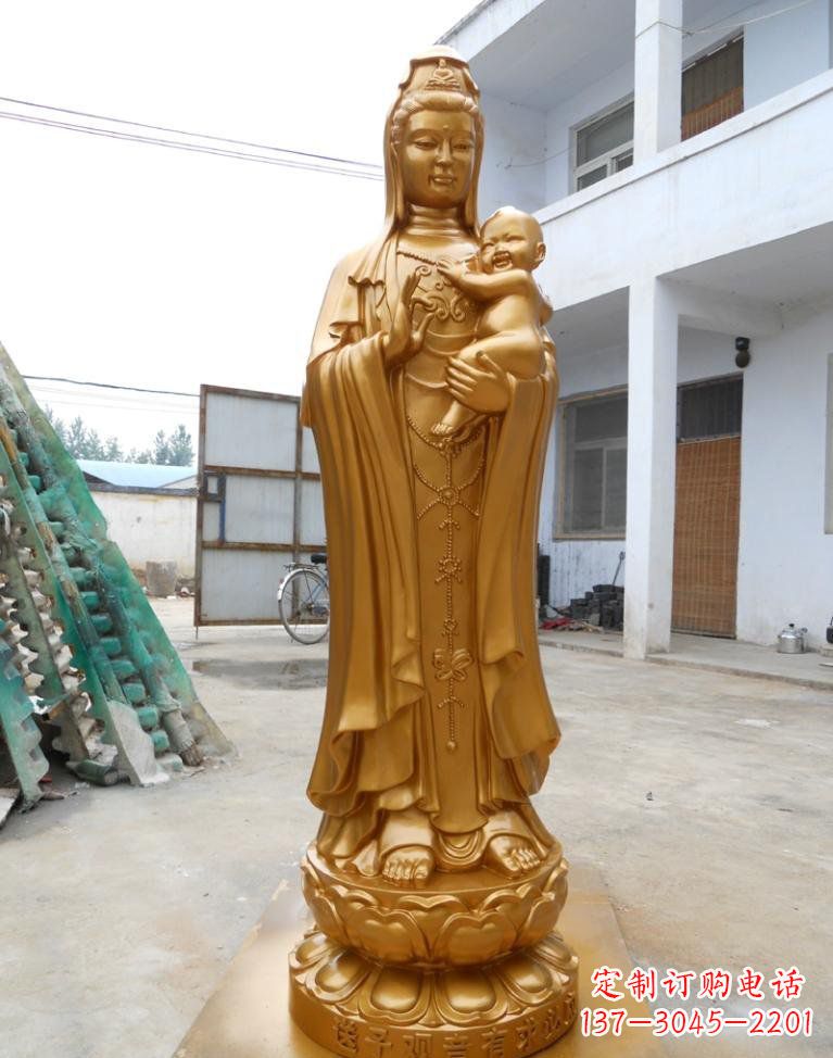 青海寺庙立式送子观音铜雕