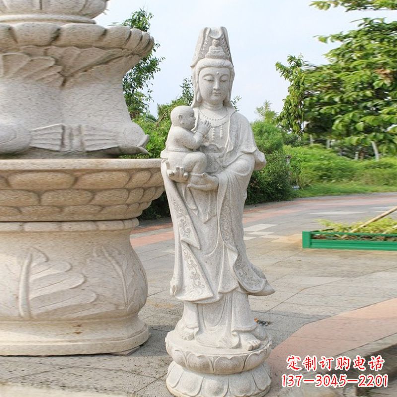 青海送子观音汉白玉石雕