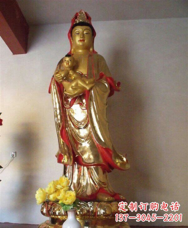 青海送子观音铜雕 (2)