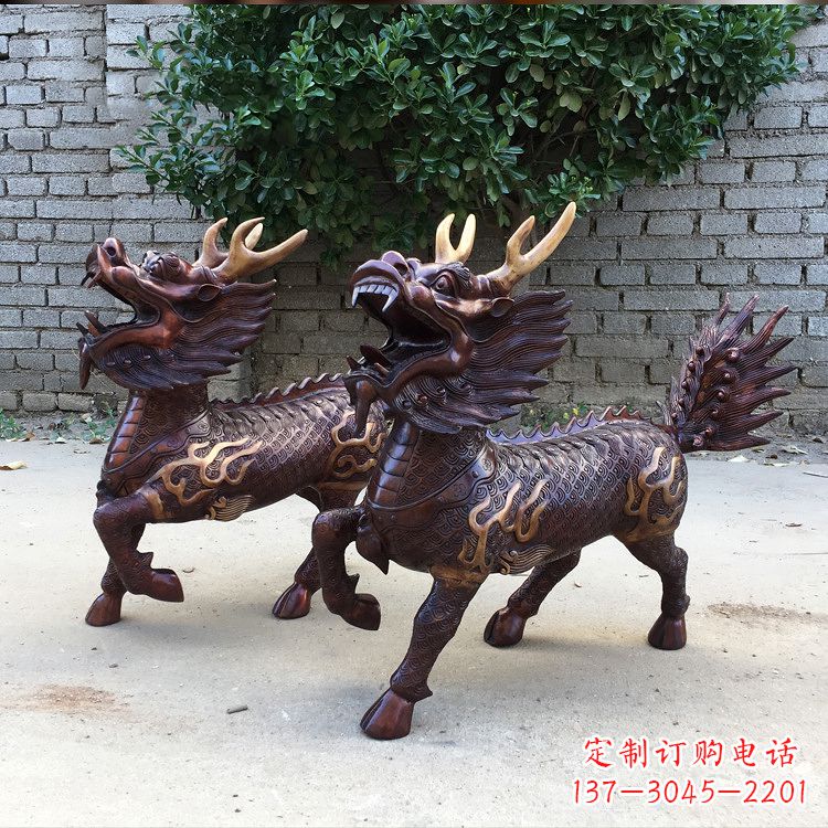 青海送子麒麟铜雕塑