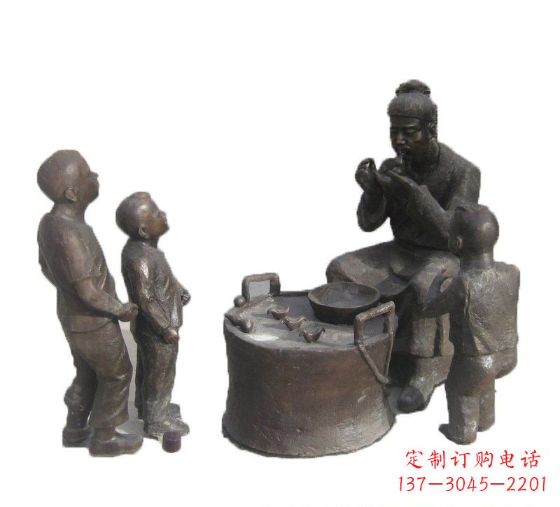 青海铜雕吹糖人的古代人物