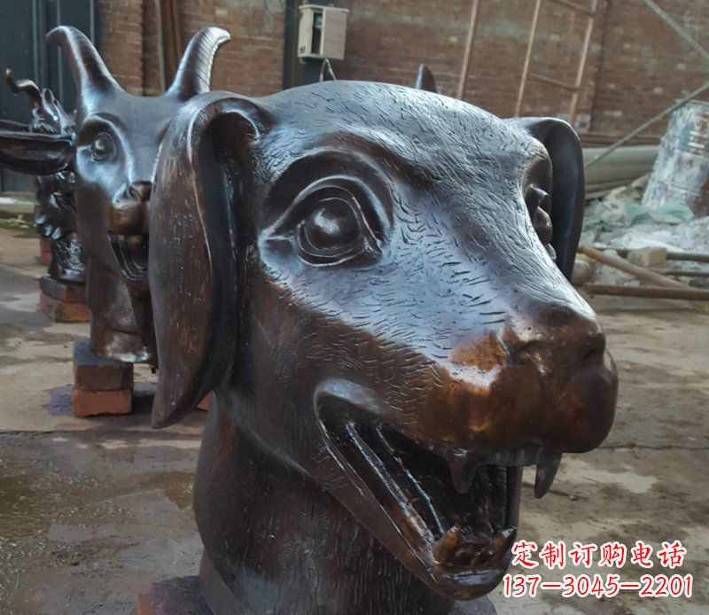 青海铜雕广场生肖动物头像装饰摆件