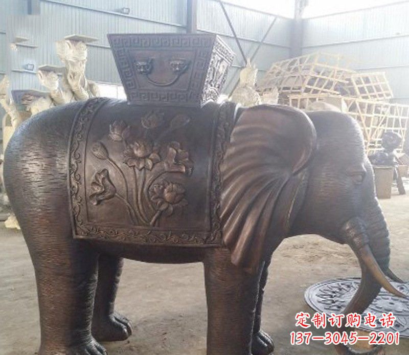 青海铜雕吉祥大象园林动物摆件