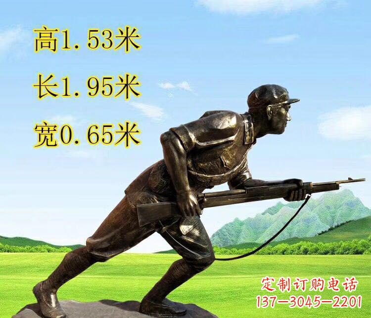 青海铜雕拿枪战士雕塑
