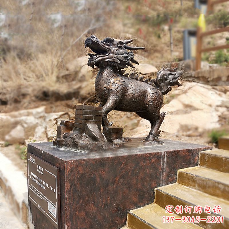 青海铜雕麒麟景观雕塑装饰品