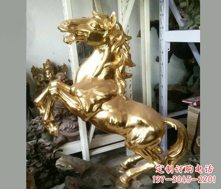 青海铜雕商场招财动物马雕塑 (2)