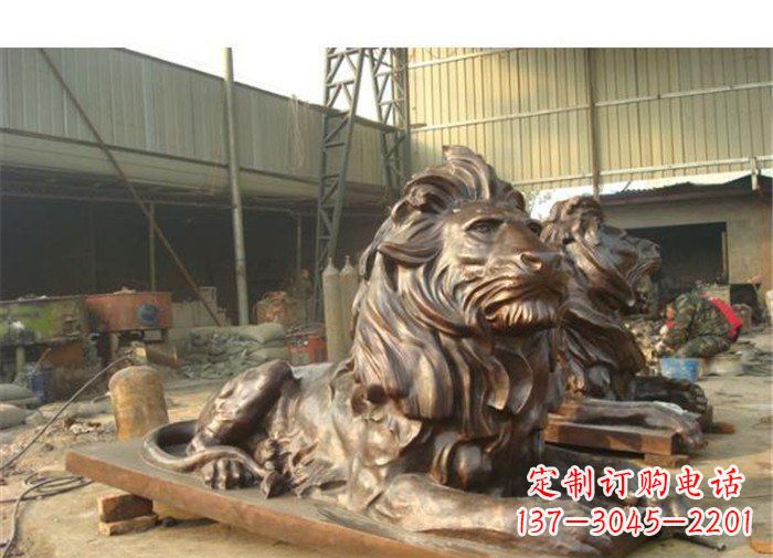 青海铜雕狮子公司门口雕塑