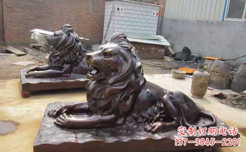 青海铜雕狮子户外摆件镇宅动物雕塑