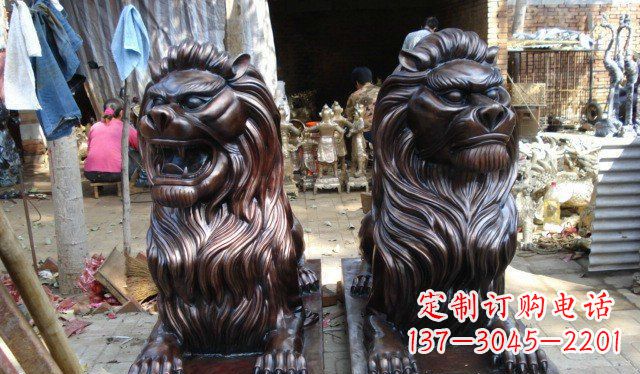 青海铜雕狮子公司门口雕塑 (2)