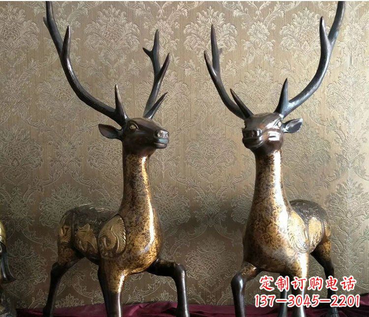 青海铜雕室内装饰动物鹿雕塑