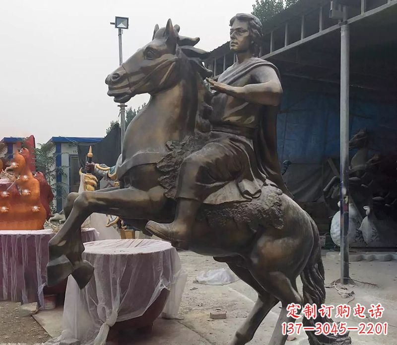 青海铜雕现代骑马人物公园景观