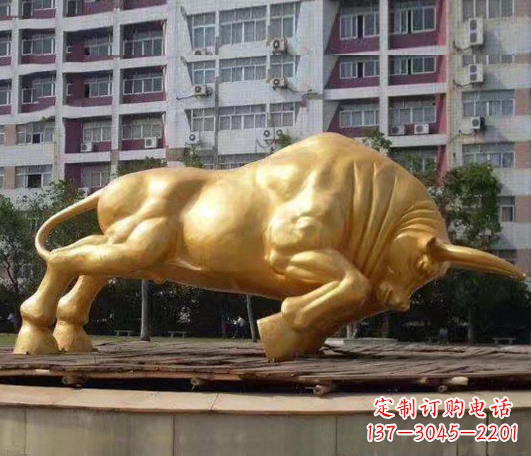 青海铜雕小区动物牛摆件 (3)