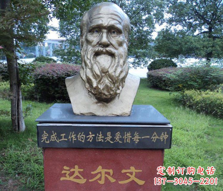 青海铜雕校园达尔文肖像雕塑