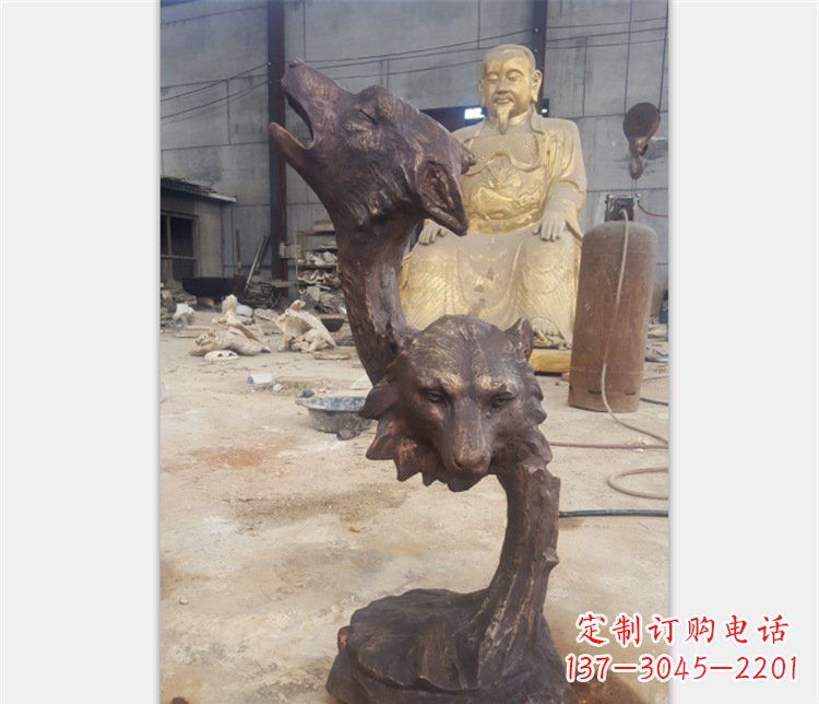 青海铜雕园林金钱豹动物雕塑