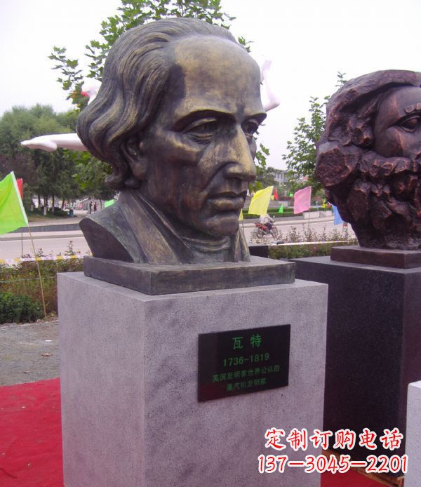 青海瓦特胸像名人铜雕 (2)