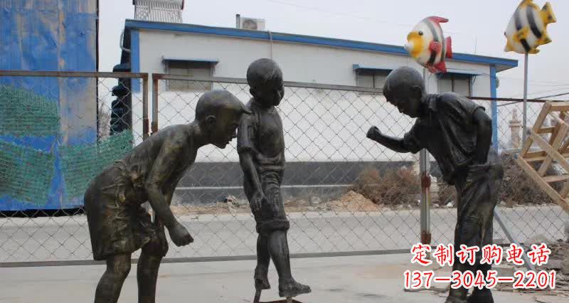 青海玩陀螺人物铜雕