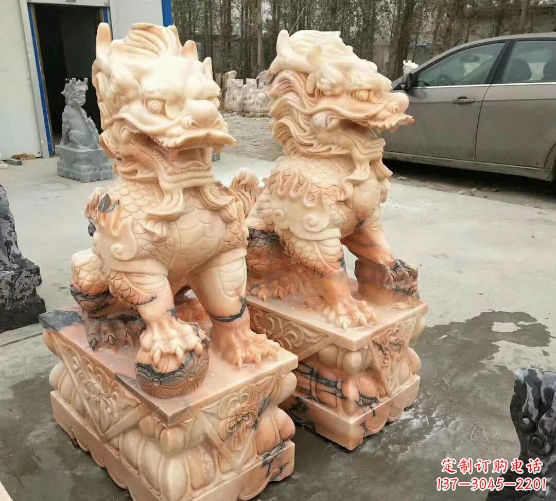 青海晚霞红酒店麒麟门墩