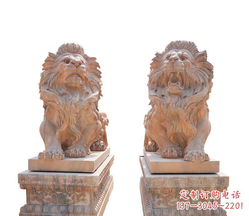 青海晚霞红欧式狮子雕塑