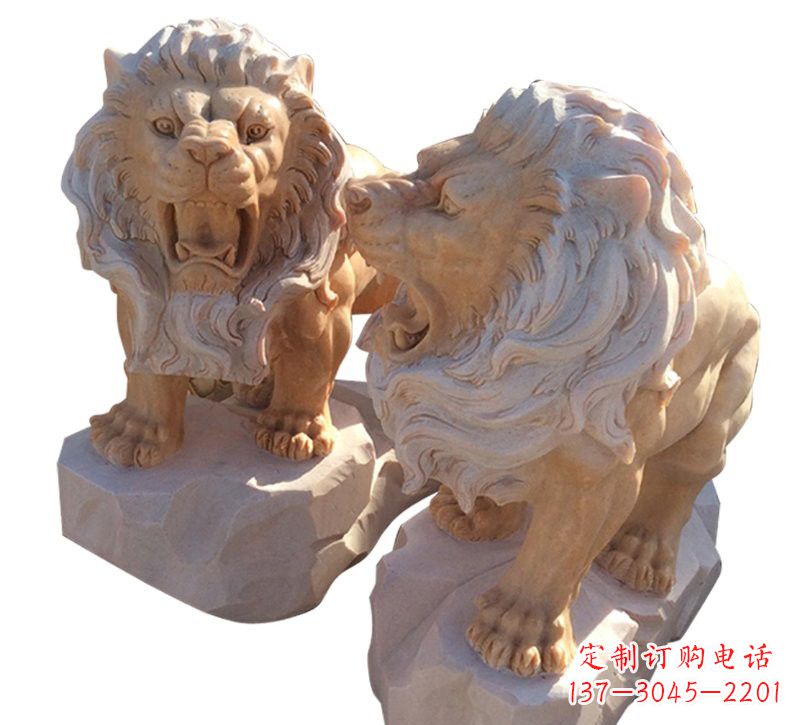 青海晚霞红欧式西洋狮子雕塑