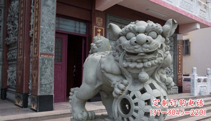 青海网球狮石雕南方狮子雕塑